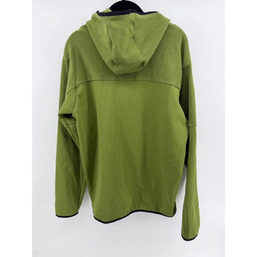 Adidas Mens 1/4 Zip Fleece Hoodie Olive Green‎ Mixed Media Pullover Size M